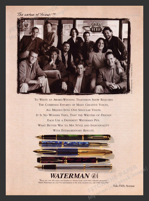 Waterman 1990s Print Advertisement 1995 Writers of Friends Pen Fetch the Paper!