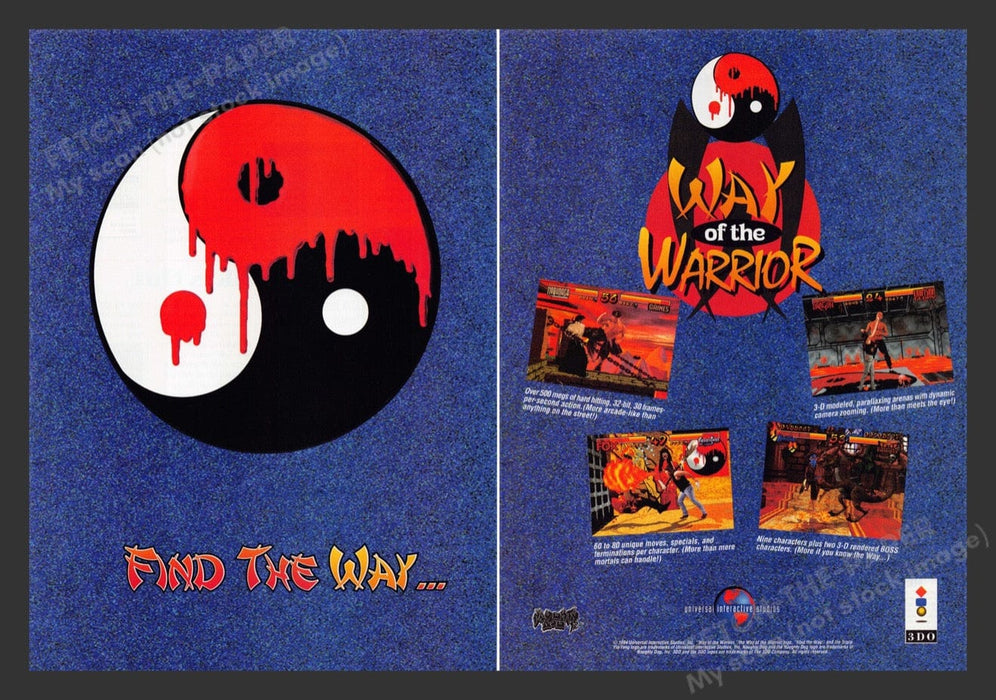 1994 Way of the Warrior Video Game Print Advertisement (2 Pages)