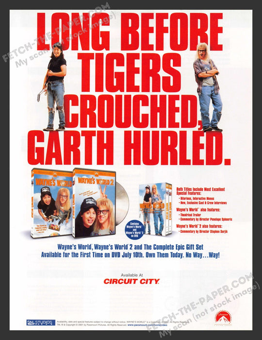 2001 Print Advertisement Wayne's World Movie Release Circuit City Retail Ad.