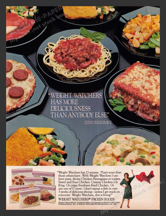 1985 Weight Watchers Frozen Meals Entrees Print Advertisement Ad
