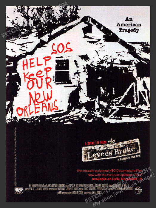 2007 Print Advertisement When the Levees Broke HBO T.V. Show Documentary Ad.