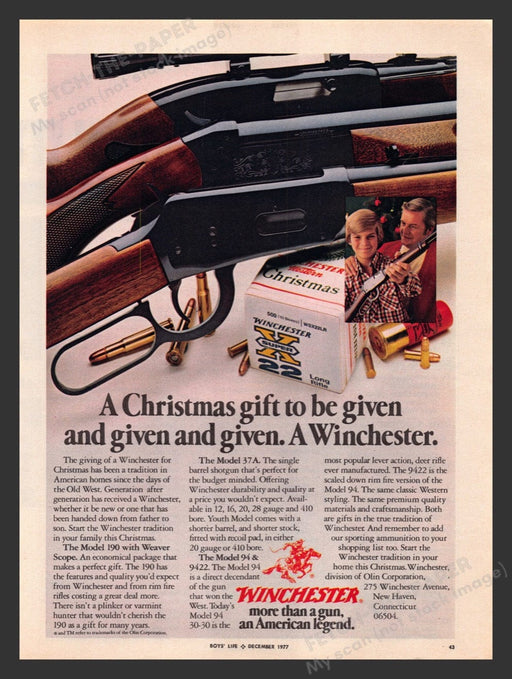 1977 Winchester Christmas Gift Model 190 Print Advertisement Ad