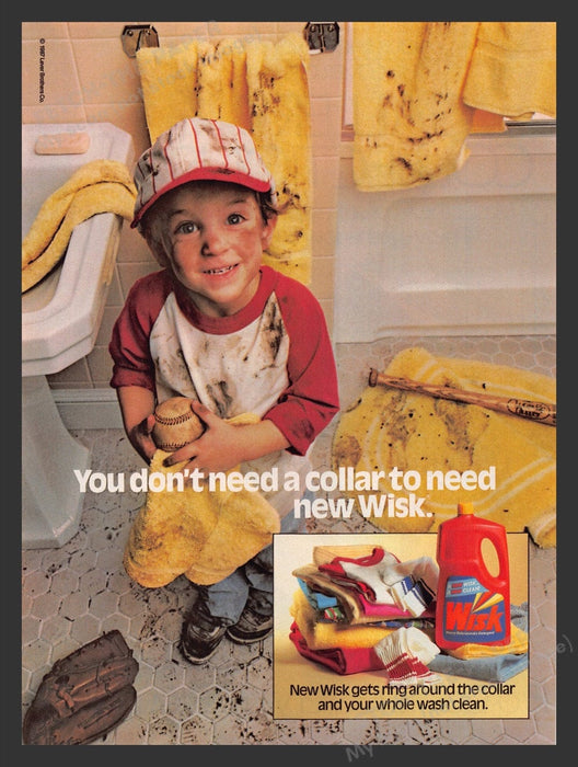 1987 Wisk Laundry Detergent Baseball Little Boy Dirty Print Advertisement Ad