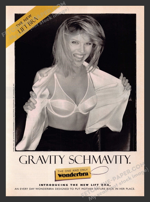 1996 Print Advertisement Wonderbra Lift Bra Blonde Flashing Lingerie Ad.