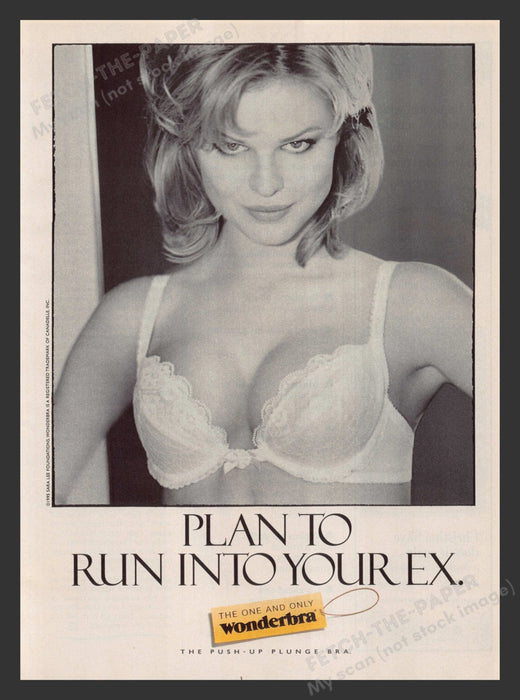 Wonderbra "Plan to run into your ex" Lingerie 1990s Print Advertisement 1995 Fetch the Paper!