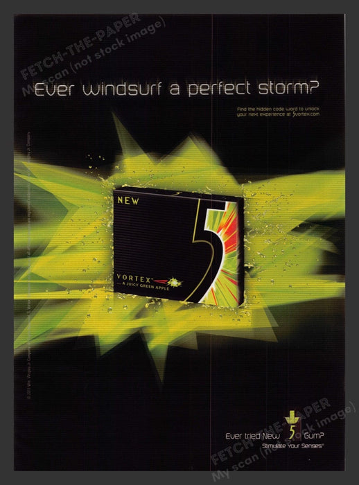 2011 Wrigley's 5 Gum Vortex Green Apple Print Advertisement Ad
