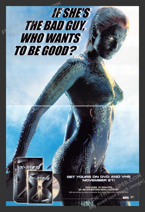 2000 X-Men Movie Release Mystique Rebecca Romijn Print Advertisement (2 Pages).