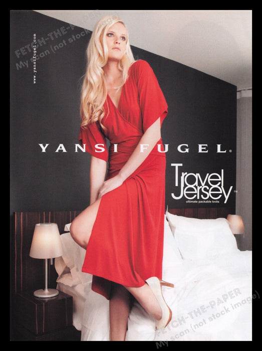 Yansi Fugel 2000's Print Advertisement Ad 2007 Legs Dress Travel Jersey Fetch the Paper!