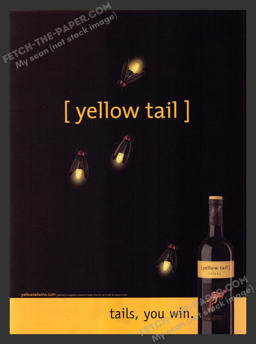 2007 Print Advertisement Yellow Tail Lightning Bug Alcohol Ad.