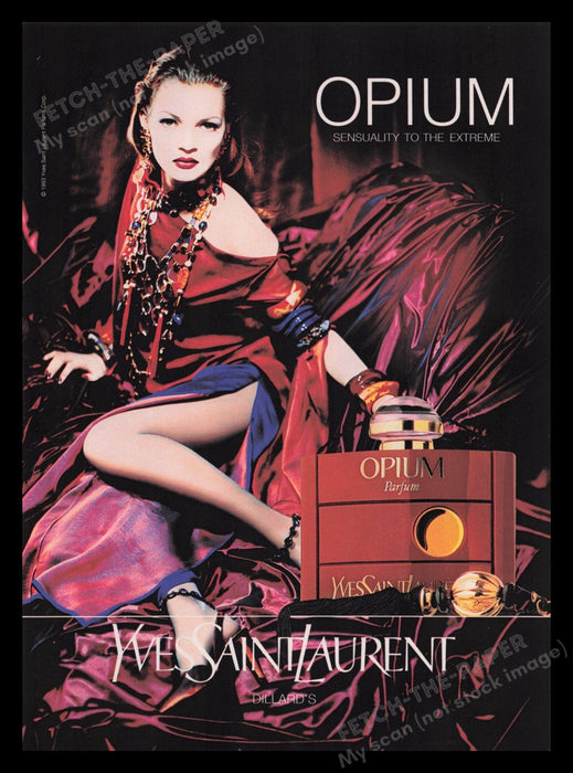 Yves Saint Laurent Opium Perfume 1990s Print Advertisement Ad 1994 Legs Fetch the Paper!