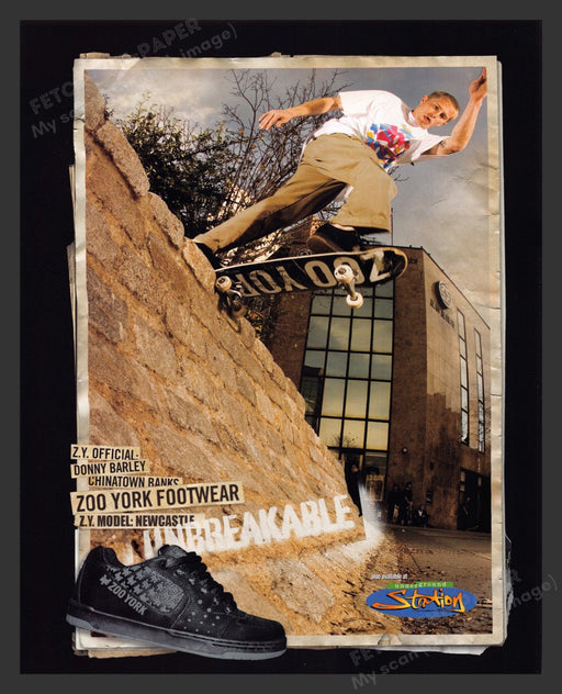 2007 Zoo York Footwear Donny Barley Skateboarder Athlete Print Advertisement.