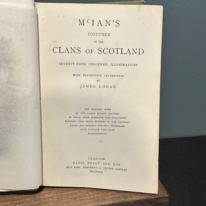 1899 McIan's Costumes Clans of Scotland James Logan Glasgow