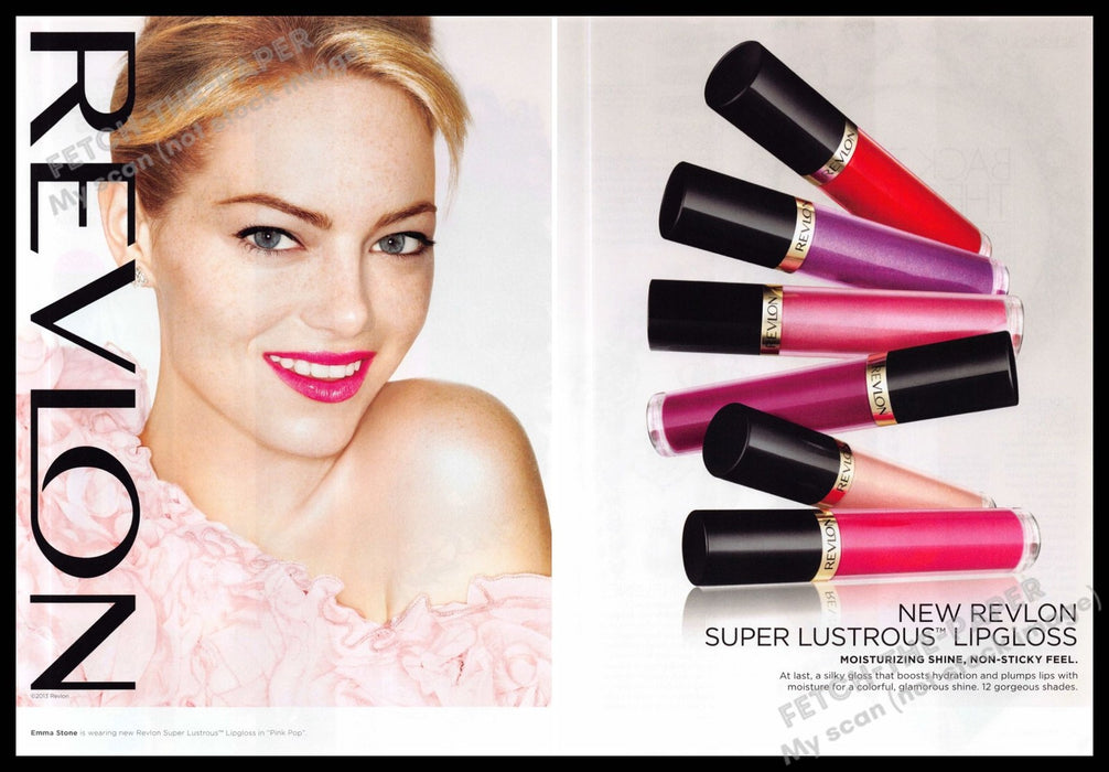 Revlon 2010s Print Advertisement (2 page) 2013 Lips Emma Stone Off Shoulder Sexy