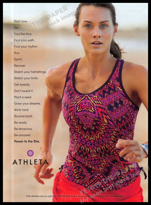 Athleta 2010s Magazine Print Advertisement 2013 Girl Running Beach Athlete