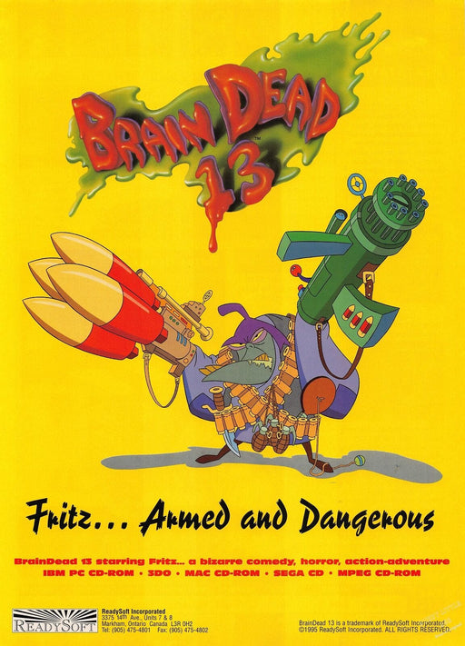 1995 Print Advertisement Brain Dead 13 Fritz Armed and Dangerous A526 Fetch-the-Paper