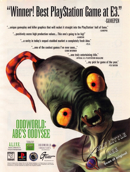 1997 Print Advertisement Oddworld: Abe's Oddysee Playstation A911 Fetch-the-Paper