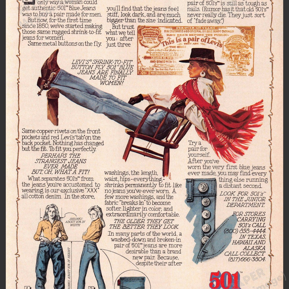 その他 VINTAGE Levi's 80s advertising POSTER Levi's 1980s Print Advertisement Ad 1987 Kid Pair of Jeans