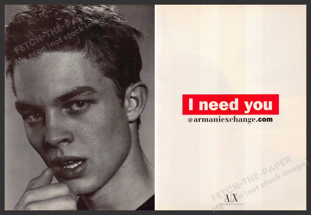 A/X Armani Exchange 2000s Print Advertisement (2 pages) 2000 "I need you" Male Armani Exchange