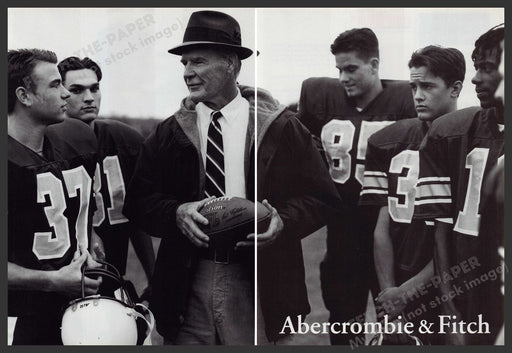 Abercrombie & Fitch 1990s Print Advertisement (2 page) 1995 Football Team Fetch the Paper!
