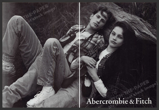 Abercrombie & Fitch 1990s Print Advertisement (2 page) 1995 Young Couple Fetch the Paper!