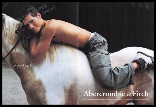 Abercrombie & Fitch Men's Clothing 1990s Print Advertisement (2 pgs) 1997 Horse Fetch the Paper!