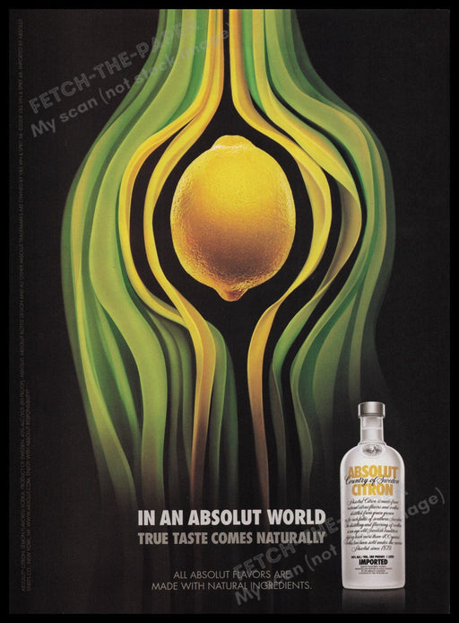Absolut Citron Vodka 2000s Print Advertisement Ad 2008 Lemon Fetch the Paper!