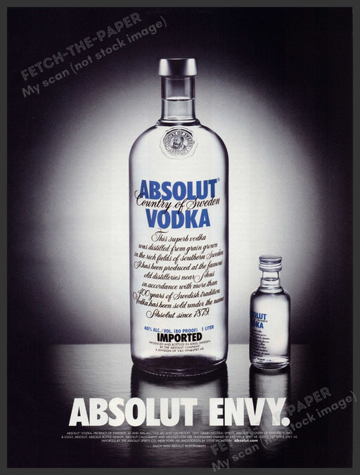 Absolut Envy 2000s Print Advertisement Ad 2002 Vodka Size Matters Fetch-the-Paper