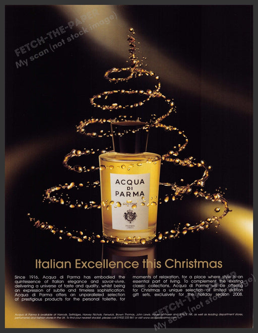 Acqua Di Parma 2000s Print Advertisement 2008 Italian excellence this Christmas Fetch-the-Paper