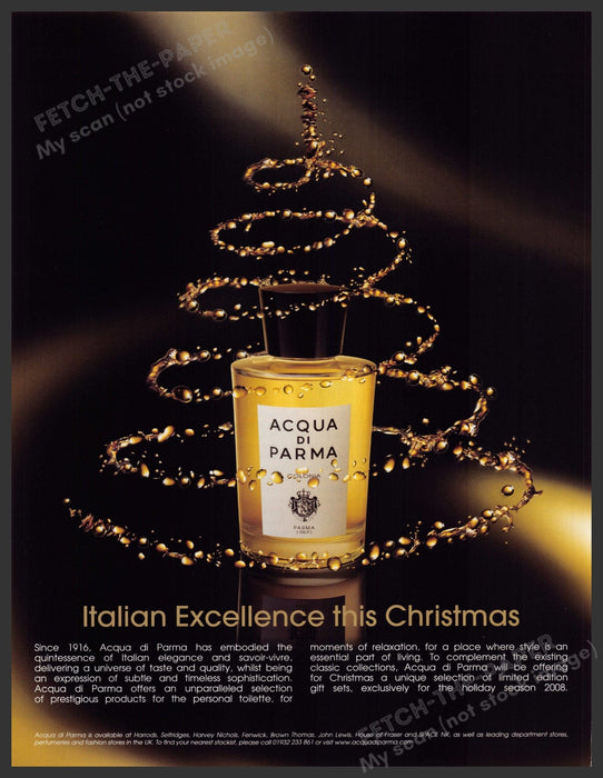 Acqua Di Parma 2000s Print Advertisement 2008 Italian excellence this Christmas Fetch-the-Paper