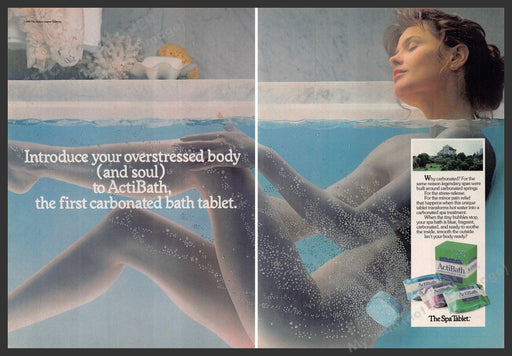 ActiBath 1990s Print Advertisement (2 pages) 1990 See Through Bath Water Body Fetch-the-Paper