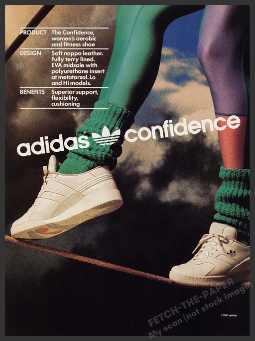 Adidas 1980s Magazine Print Advertisement 1987 Aerobic Socks Tights Shoes Adidas