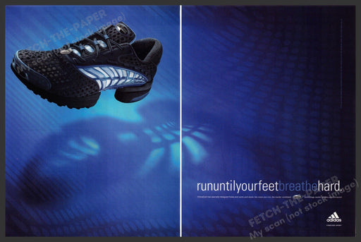 Adidas 2000s Print Ad (2 page) 2003 "Run until your feet breathe hard" Fetch-the-Paper