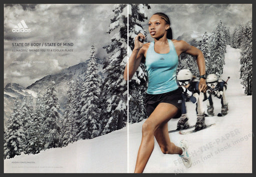 Adidas 2000s Print Advertisement (2pg centerfold) 2005 Running Climacool Snow Fetch-the-Paper