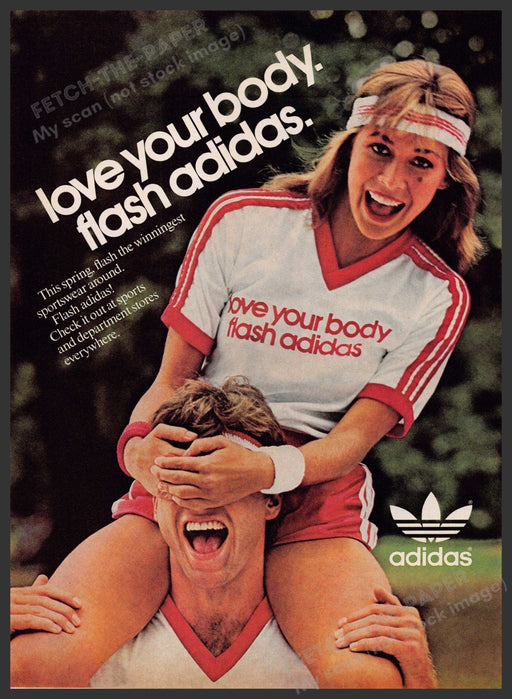Adidas Flash 1980s Print Advertisement 1982 Legs Chicken Piggy-Back Shoulders Fetch-the-Paper