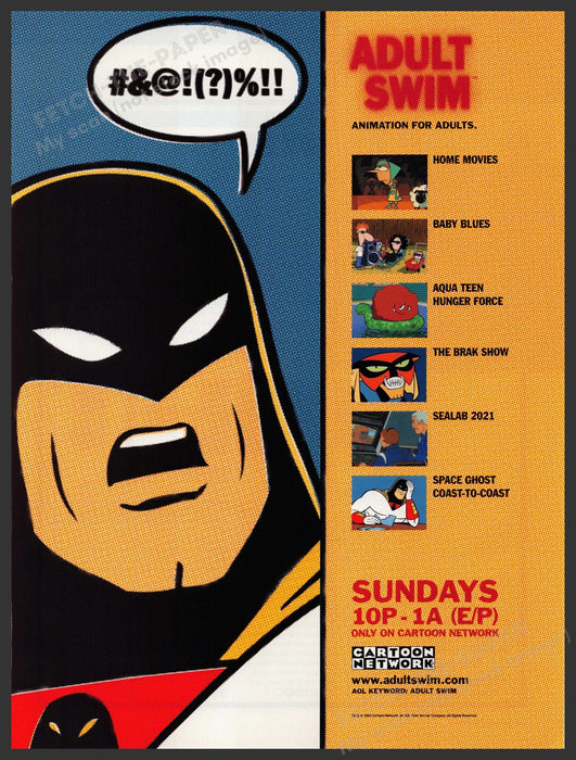 Adult Swim Cartoon Network 2000s Print Advertisement Ad 2002 Space Ghost Fetch-the-Paper