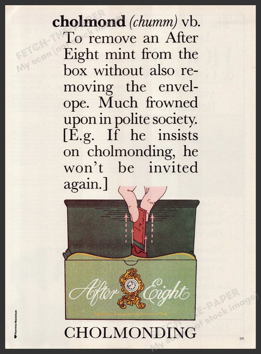 After Eight Mints "cholmond" 1980s Print Advertisement Ad 1982 Illustration Fetch the Paper!