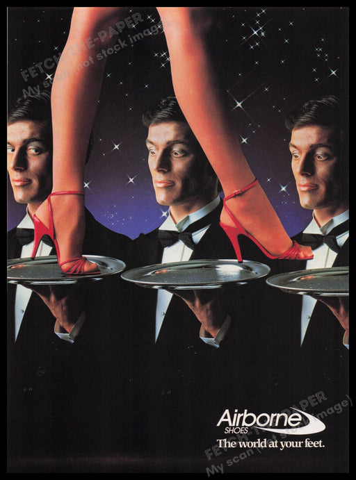 Airborne Shoes 1980s Print Advertisement Ad 1982 "The world at your feet" Fetch the Paper!