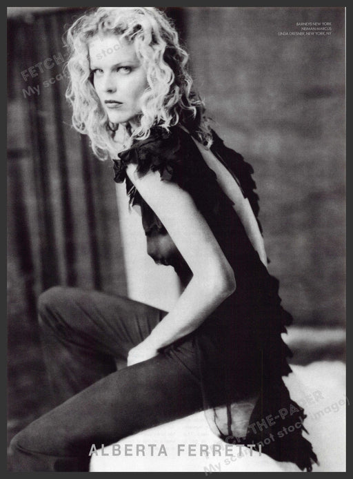 Alberta Ferretti 2000s Print Advertisement 2002 Blonde Model Black & White Fetch-the-Paper