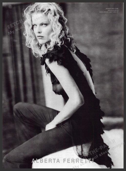 Alberta Ferretti 2000s Print Advertisement 2002 Blonde Model Black & White Fetch-the-Paper