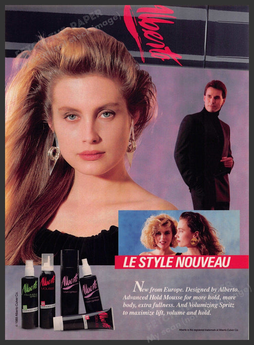 Alberto 1980s Print Advertisement 1989 Hair "Le Style Nouveau" Ad Style Alberto