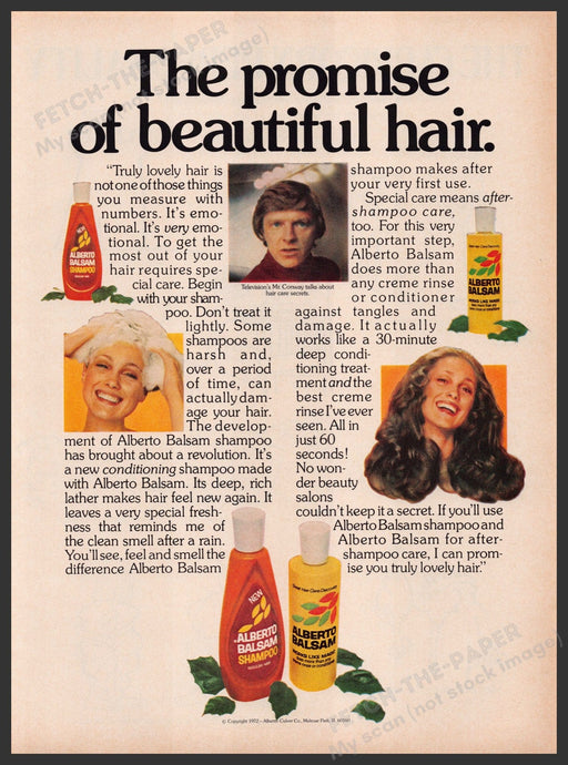 Alberto Balsam Hair Products 1970s Print Advertisement Ad 1973 Mr. Conway Fetch the Paper!