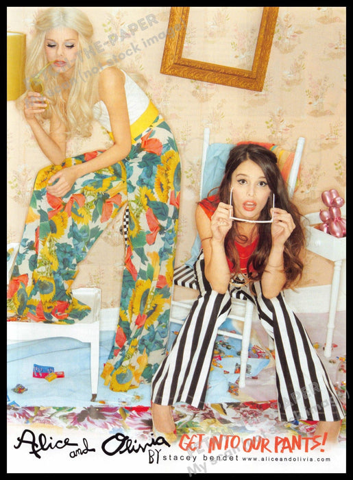 Alice and Olivia by Bendet 2010s Magazine Print Ad 2012 "Get into our pants!" Alice and Olivia