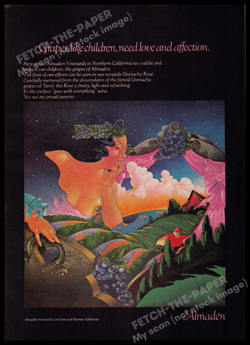 Almaden Vineyards 1970s Print Advertisement 1977 California Wine Almaden Vineyards