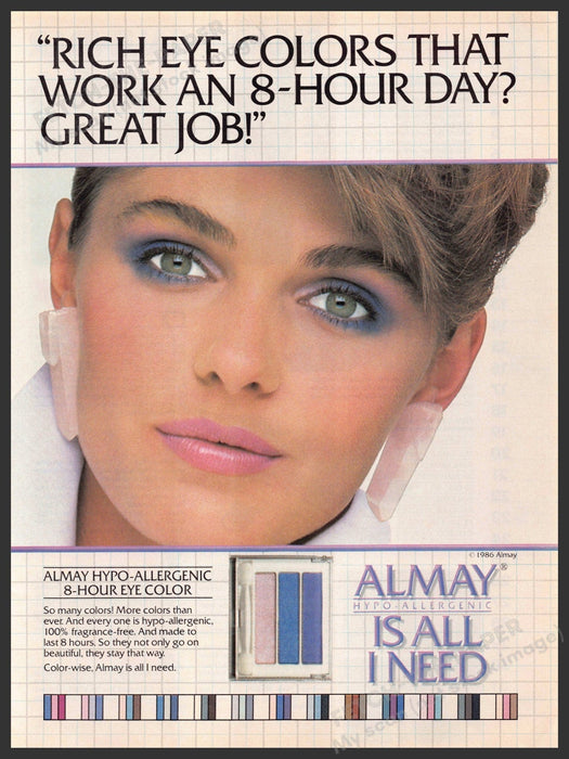 Almay 1980s Print Advertisement Ad 1986 "...is all I need" Rich Eye Colors Almay