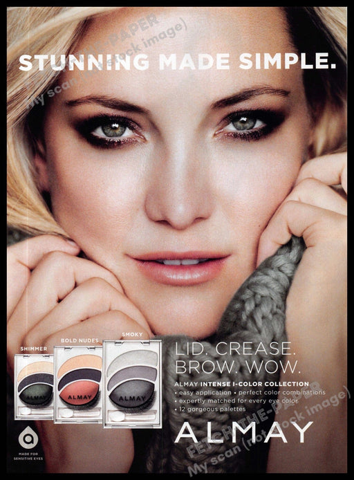 Almay 2010s Magazine Print Advertisement 2013 Kate Hudson "Stunning made simple" Almay