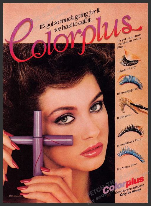 Almay Colorplus 1980s Print Advertisement 1982 Eye Mascara Lash Color Almay