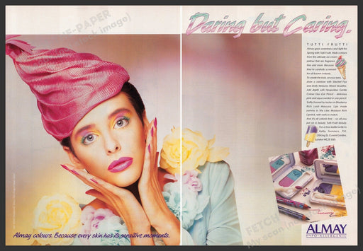 Almay Cosmetics Tutti Frutti 1980s Print Advertisement (2 pages) 1988 Fetch-the-Paper