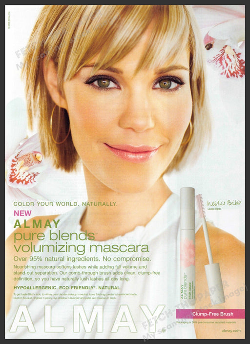 Almay Leslie Bibb 2000s Print Advertisement 2009 Eyes Pure Blend Fetch-the-Paper