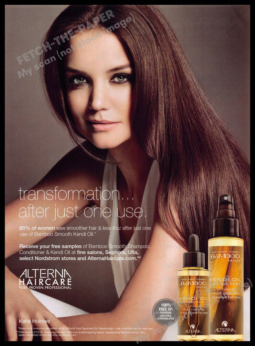 Alterna Haircare 2010s Print Advertisement 2013 Katie Holmes Hair Actress Alterna