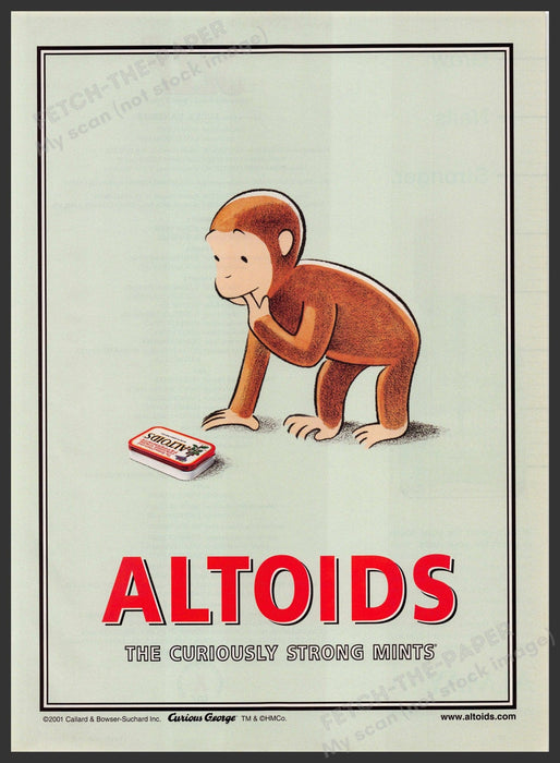 Altoids Curious George 2000s Print Advertisement 2002 Fetch-the-Paper
